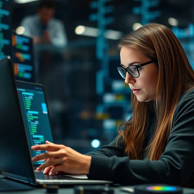 data engineer consultant working on computer