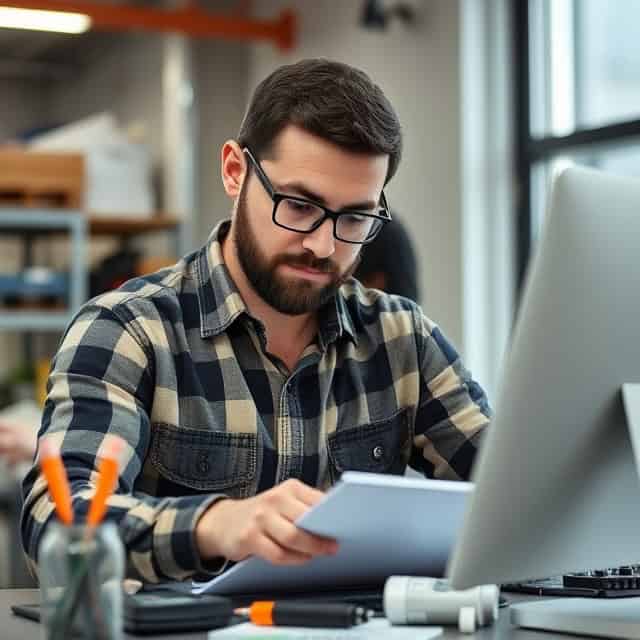 interim product development manager studying a file