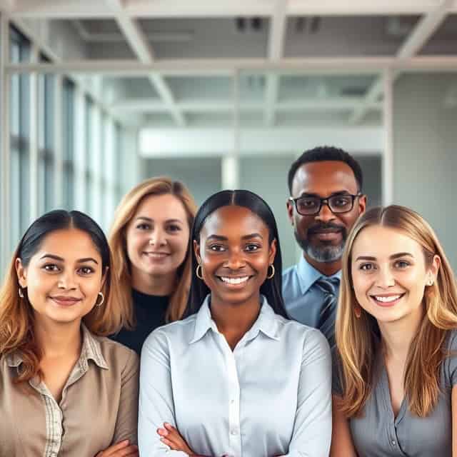 diverse interim recruiting solutions team in office setting