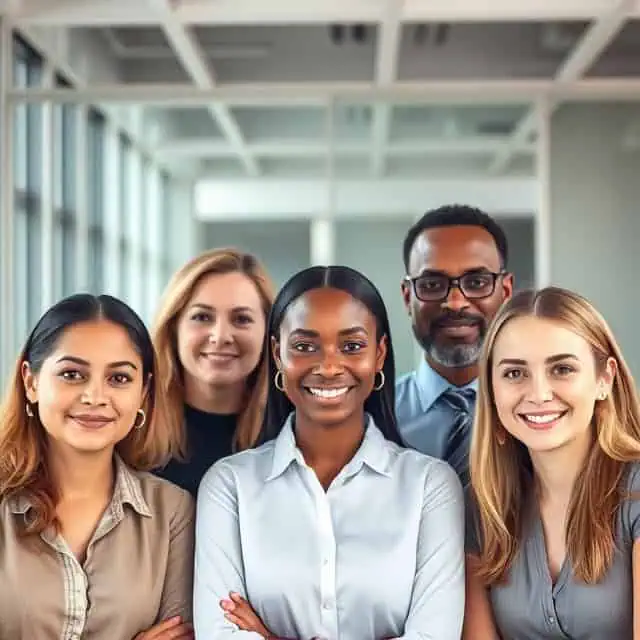 diverse interim recruiting solutions team in office setting