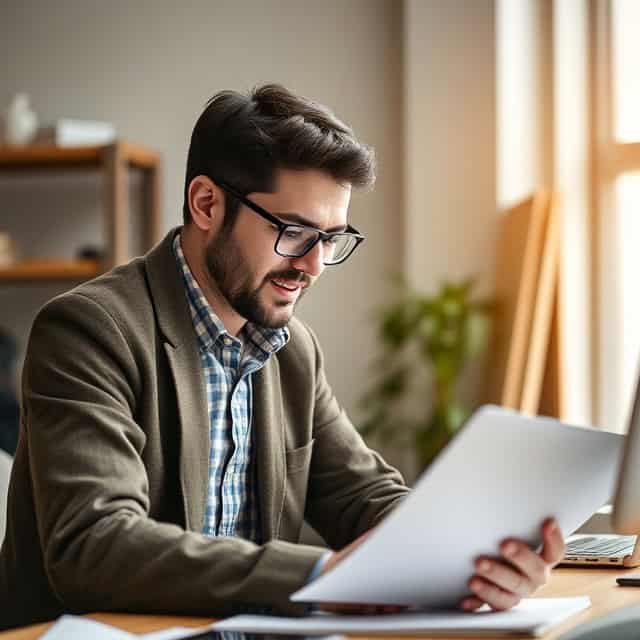 project coordinator consultant reading a file