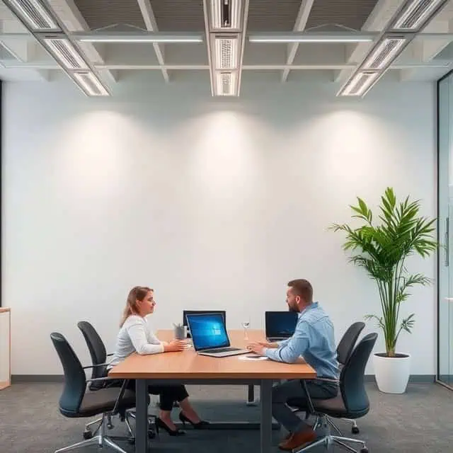 interim service experts sitting oposite each other