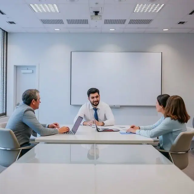 interim service managers in a meeting room
