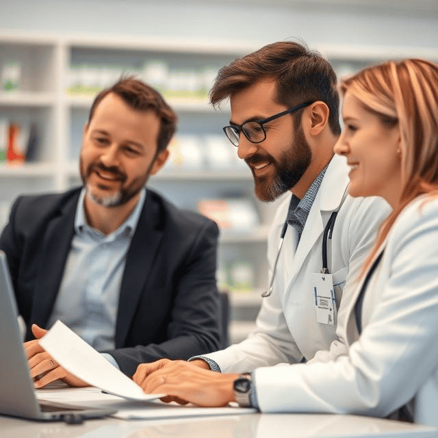 healthcare interim management experts sitting at table working