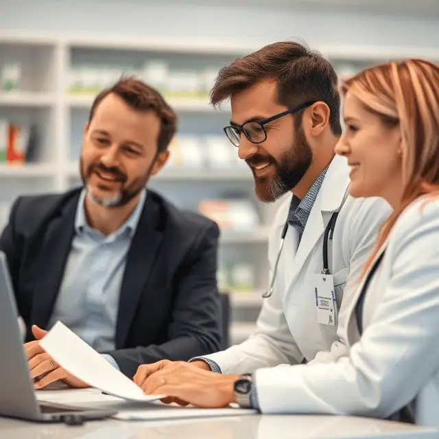 healthcare interim management experts sitting at table working