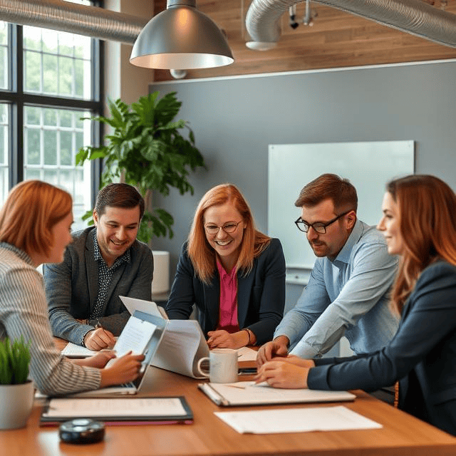 interim change management experts having meeting