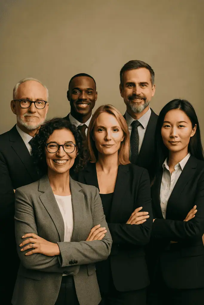 Group of quality leaders smiling