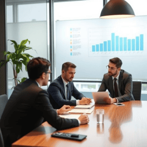 Managers having discussion, making decisions