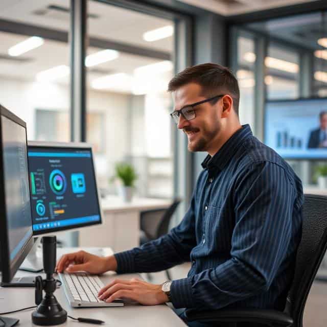 IT Automation Services expert working on computer