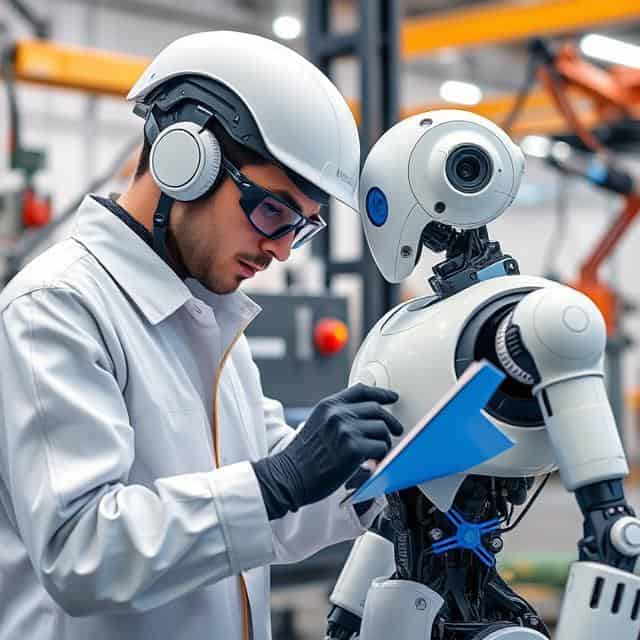 Technician working in robotic process automation services