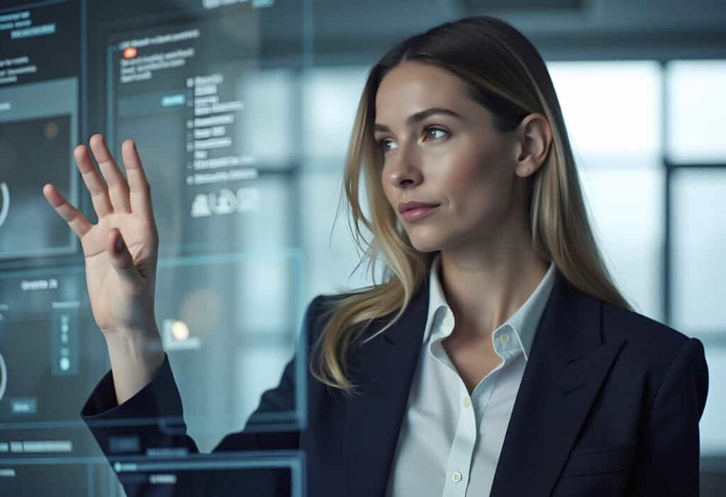 Process automation manager interacting with projected data on glass