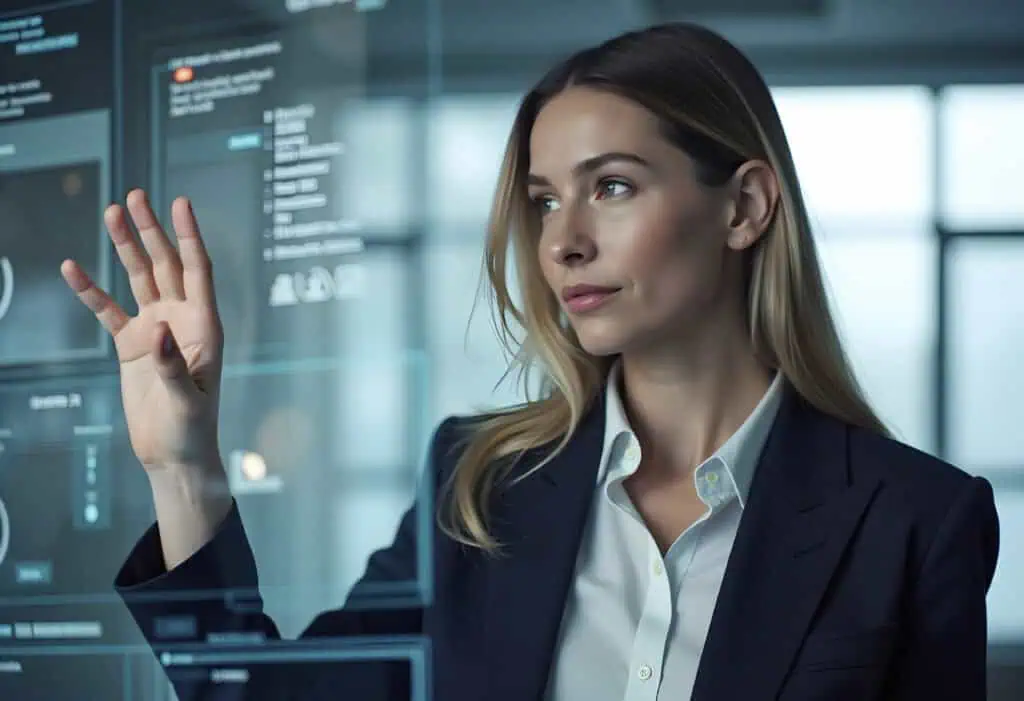 Process automation manager interacting with projected data on glass