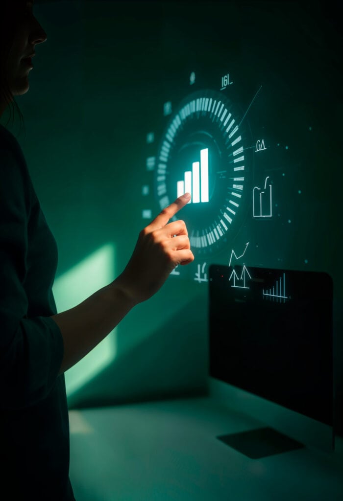 Technology concept with futuristic statistical element