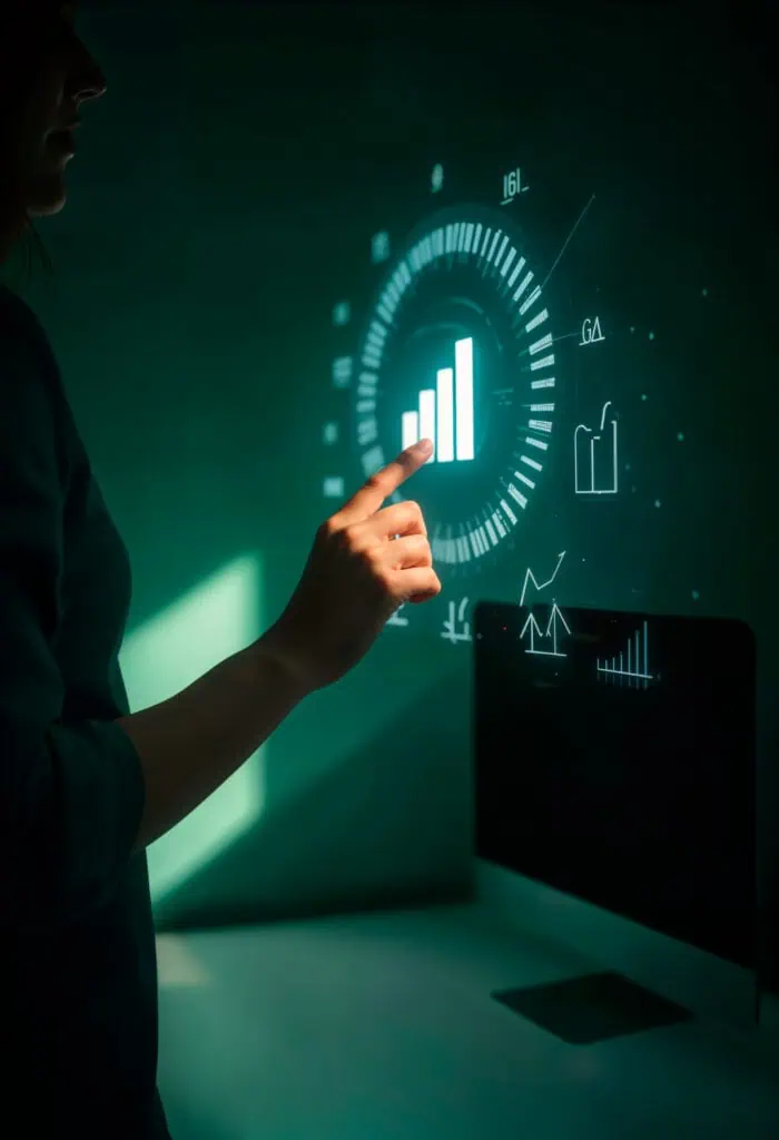 Technology concept with futuristic statistical element