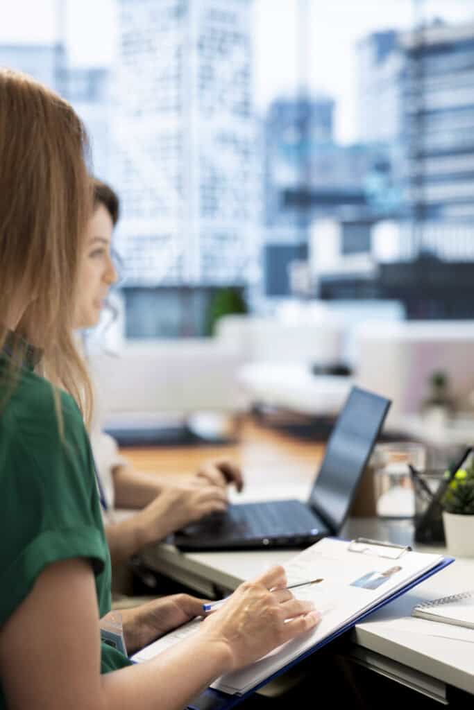 Hr colleagues doing screening determining if job candidate is qualified