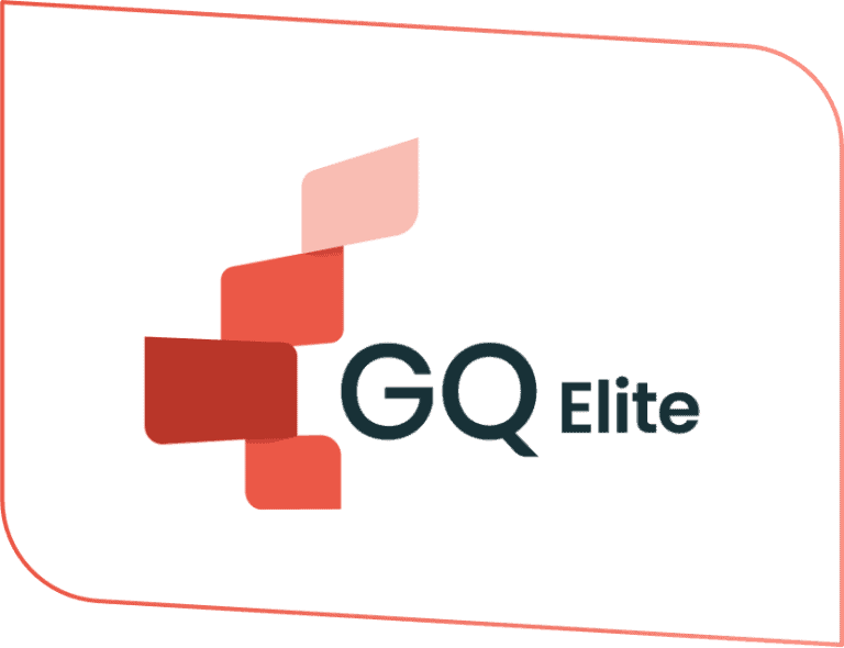 Modern professional logo for GQ Elite interim staffing solutions and workforce management services.