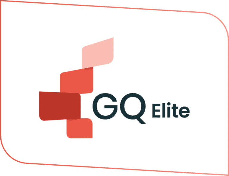Modern professional logo for GQ Elite interim staffing solutions and workforce management services.