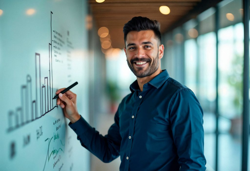 Product leader omawia nowy produkt z kierownikami działu rozwoju i produkcji w firmie produkcyjnej